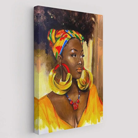 Afro Amerikan Güzel Kadın Dekoratif Kanvas Tablo, Duvar Dekoru 6371