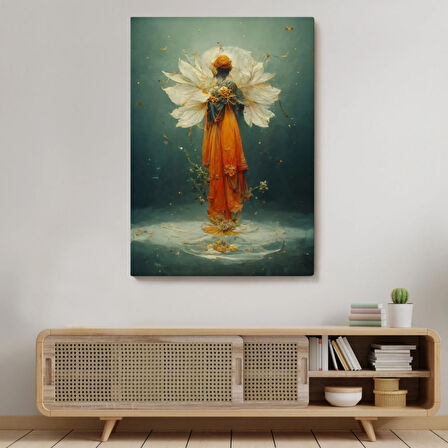 Turuncu Kıyafeti ile Sürreal Kadın Dekoratif Kanvas Tablo, Duvar Dekoru 6378