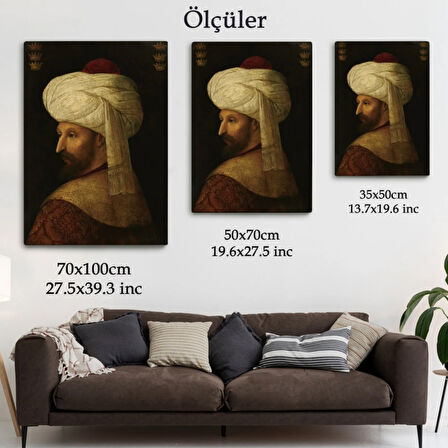 Fatih Sultan Mehmed Han Portresi Dekoratif Kanvas Tablo, Duvar Dekoru 6409