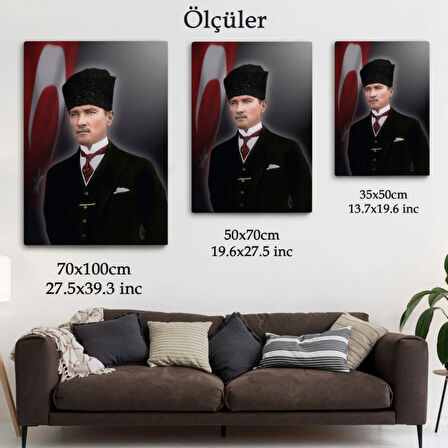 Önder Mustafa Kemal Atatürk Dekoratif Kanvas Tablo, Duvar Dekoru 6419