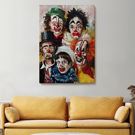 Üzgün Palyaçolar Dekoratif Kanvas Tablo, Duvar Dekoru 6421