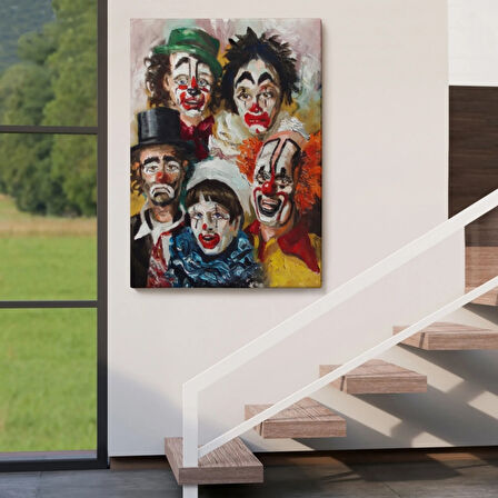 Üzgün Palyaçolar Dekoratif Kanvas Tablo, Duvar Dekoru 6421