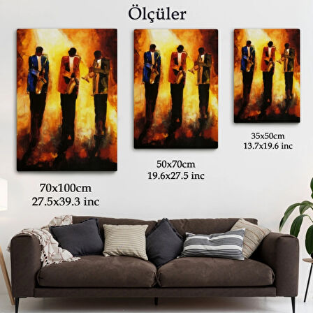 Müzik Grubu ve Saksafon Dekoratif Kanvas Tablo, Duvar Dekoru 6422