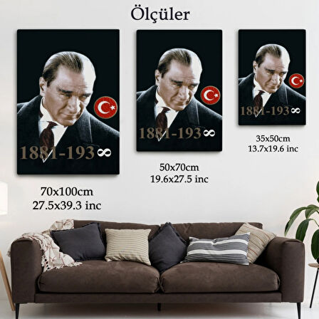 Ulu Önder Mustafa Kemal Atatürk Dekoratif Kanvas Tablo, Duvar Dekoru 6446