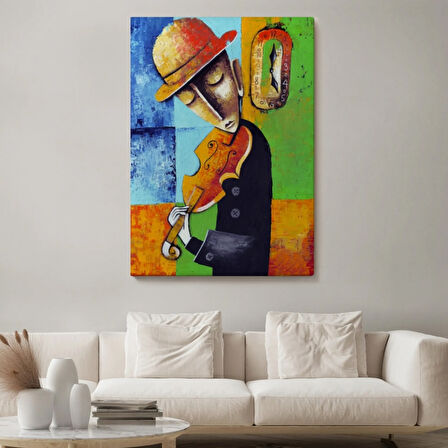 Keman Virtüözü Sürreal Adam Dekoratif Kanvas Tablo, Duvar Dekoru 6447