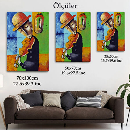 Keman Virtüözü Sürreal Adam Dekoratif Kanvas Tablo, Duvar Dekoru 6447