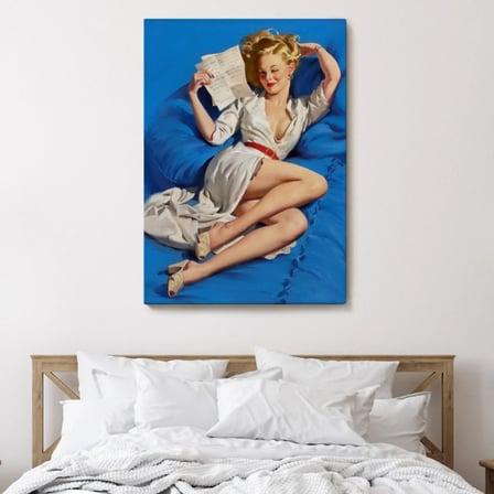 Pin-up Aşk Mektubu Eseri Gil Elvgren Dekoratif Kanvas Tablo, Duvar Dekoru 6449