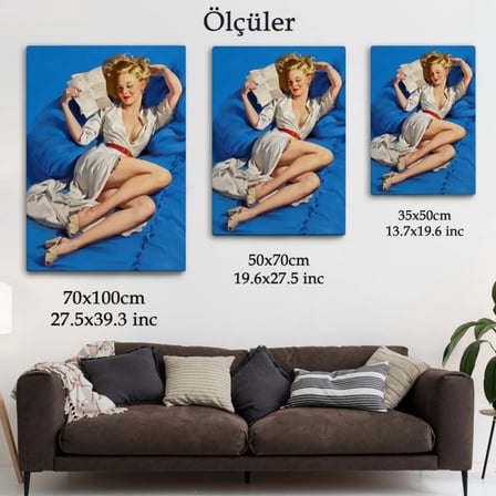 Pin-up Aşk Mektubu Eseri Gil Elvgren Dekoratif Kanvas Tablo, Duvar Dekoru 6449