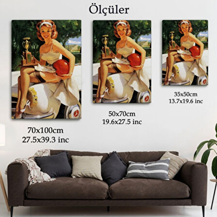 Kazanan Kız Kupa Kızı Dekoratif Kanvas Tablo, Duvar Dekoru 6456