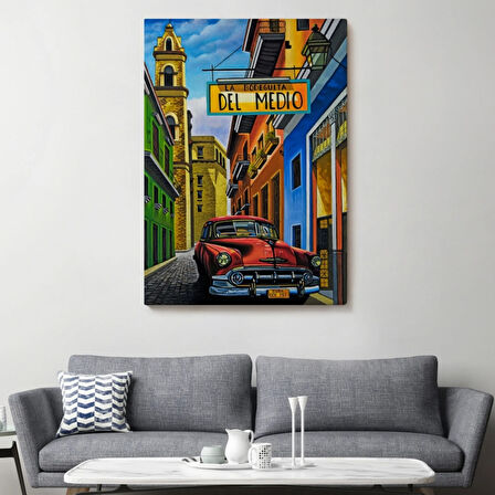 La Bodeguita Cuba Car Dekoratif Kanvas Tablo, Duvar Dekoru 6457