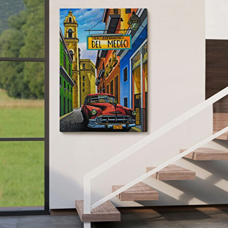 La Bodeguita Cuba Car Dekoratif Kanvas Tablo, Duvar Dekoru 6457