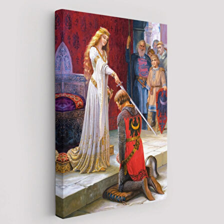 Şövalyenin Kraliçeye Sadakati Dekoratif Kanvas Tablo, Duvar Dekoru 6460