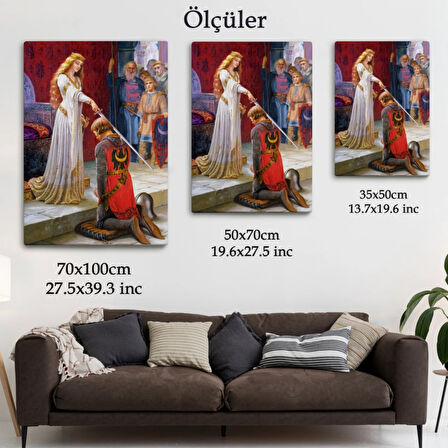 Şövalyenin Kraliçeye Sadakati Dekoratif Kanvas Tablo, Duvar Dekoru 6460