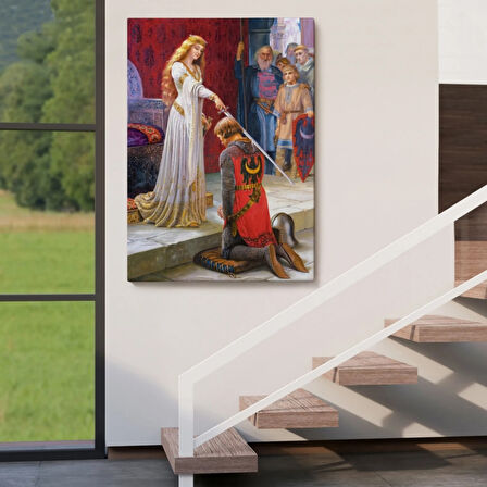 Şövalyenin Kraliçeye Sadakati Dekoratif Kanvas Tablo, Duvar Dekoru 6460