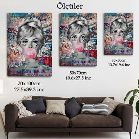 Brigitte Bardot ve Güzelliği Graffiti Pop Art Dekoratif Kanvas Tablo, Duvar Dekoru 6469