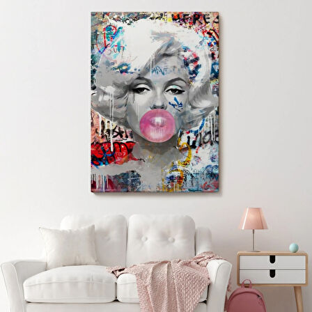 Marilyn Monroe ve Güzelliği Graffiti Pop Art Dekoratif Kanvas Tablo, Duvar Dekoru 6471