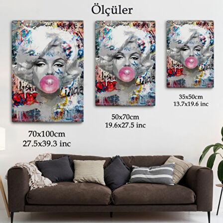 Marilyn Monroe ve Güzelliği Graffiti Pop Art Dekoratif Kanvas Tablo, Duvar Dekoru 6471