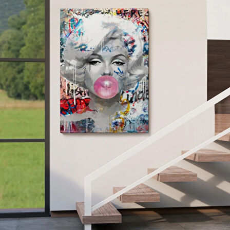 Marilyn Monroe ve Güzelliği Graffiti Pop Art Dekoratif Kanvas Tablo, Duvar Dekoru 6471