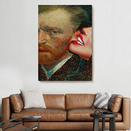 Kulağını Isıran Kadın Pop Art Vincent van Gogh Dekoratif Kanvas Tablo, Duvar Dekoru 6486