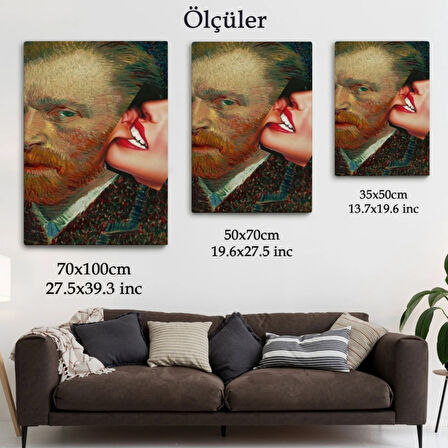 Kulağını Isıran Kadın Pop Art Vincent van Gogh Dekoratif Kanvas Tablo, Duvar Dekoru 6486