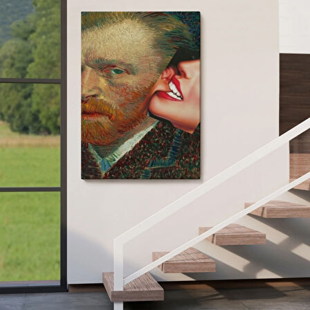Kulağını Isıran Kadın Pop Art Vincent van Gogh Dekoratif Kanvas Tablo, Duvar Dekoru 6486