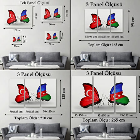 Türkiye ve Azerbaycan Dekoratif Kanvas Tablo, Duvar Dekoru 6501