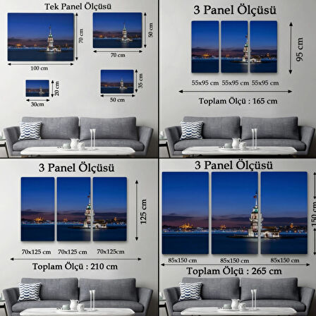 Gece Kız Kulesi İstanbul Dekoratif Kanvas Tablo, Duvar Dekoru 6502