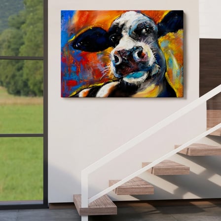 Modern Sanat İnek Portresi Dekoratif Kanvas Tablo, Duvar Dekoru 6521