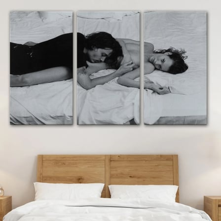 Kate Moss ile Johnny Depp Siyah Beyaz Dekoratif Kanvas Tablo, Duvar Dekoru 6525