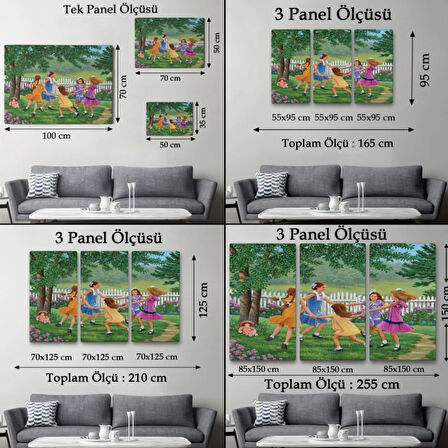 Oynayan Kız Çocukları Dekoratif Kanvas Tablo, Duvar Dekoru 6532