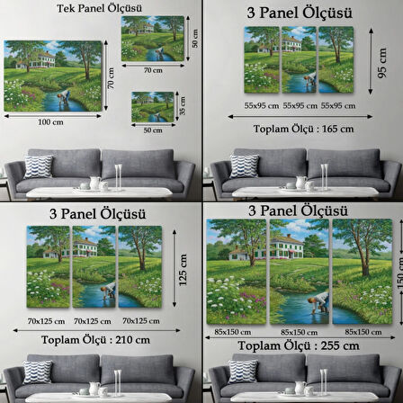 Akarsu ve Oynayan Çocuk Dekoratif Kanvas Tablo, Duvar Dekoru 6533