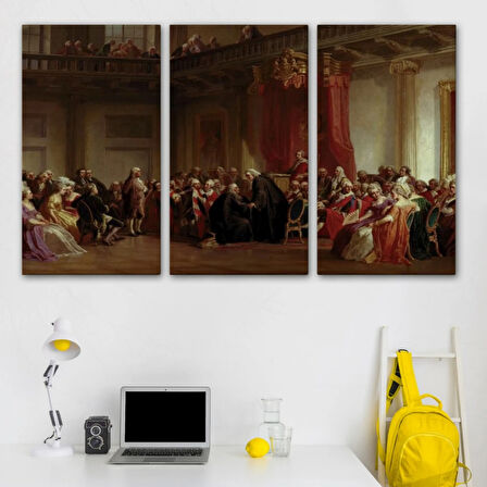 Danışma Meclisi Huzuruna Çıkan Benjamin Franklin Dekoratif Kanvas Tablo, Duvar Dekoru 6542