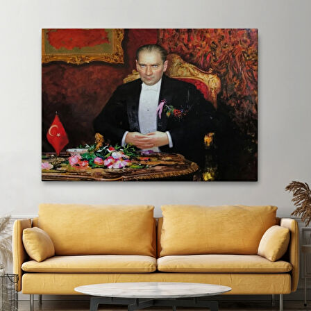 Atatürk ve Keskin Bakışları Dekoratif Kanvas Tablo, Duvar Dekoru 6553