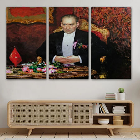 Atatürk ve Keskin Bakışları Dekoratif Kanvas Tablo, Duvar Dekoru 6553