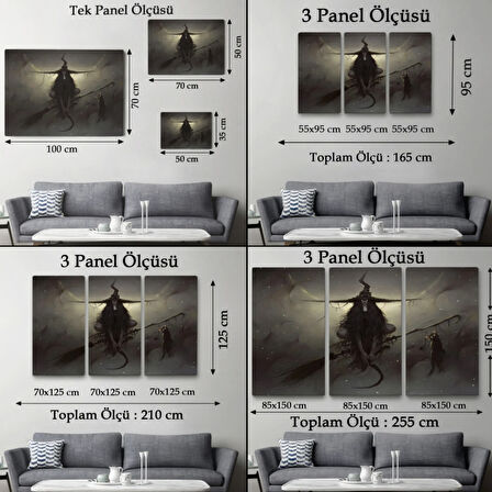 Süpürgeli Cadı Witches Helloven Dekoratif Kanvas Tablo, Duvar Dekoru 6564