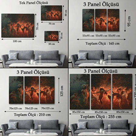 Ateş ve Dans Eden Kadınlar Şabat Ayini Dekoratif Kanvas Tablo, Duvar Dekoru 6589