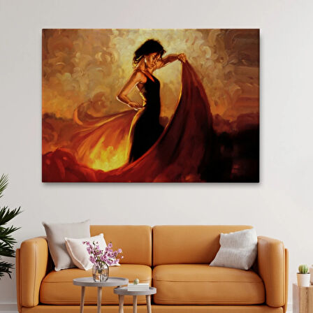 Dans Eden İspanyol Kadın Dekoratif Kanvas Tablo, Duvar Dekoru 6595