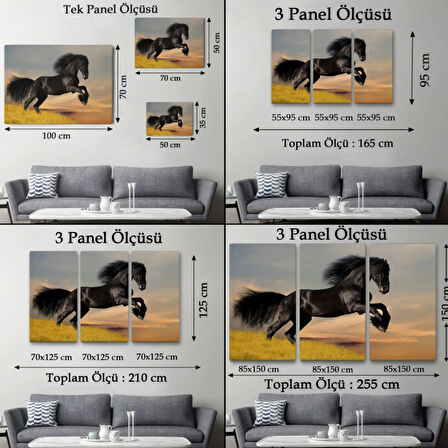 Şahlanan Siyah At Dekoratif Kanvas Tablo, Duvar Dekoru 6613