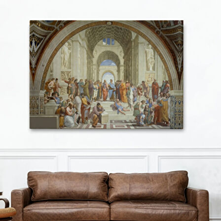 Atina Okulu Eseri Raffaello Sanzio Dekoratif Kanvas Tablo, Duvar Dekoru 6642