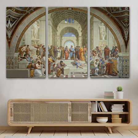 Atina Okulu Eseri Raffaello Sanzio Dekoratif Kanvas Tablo, Duvar Dekoru 6642