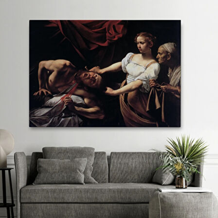 Judith Holofernes'in Başını Keserken Jean Caravaggio Dekoratif Kanvas Tablo, Duvar Dekoru 6646