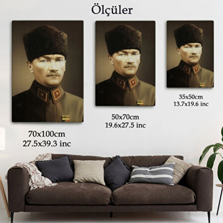 Mustafa Kemal Atatürk Portresi Dekoratif Kanvas Tablo, Duvar Dekoru CK61