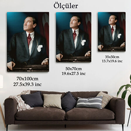 Mustafa Kemal Atatürk Portresi Dekoratif Kanvas Tablo, Duvar Dekoru CO64