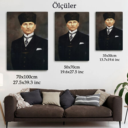 Mustafa Kemal Atatürk Portresi Dekoratif Kanvas Tablo, Duvar Dekoru CÖ65