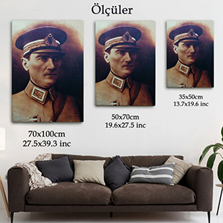 Mustafa Kemal Atatürk Portresi Dekoratif Kanvas Tablo, Duvar Dekoru CÖ66