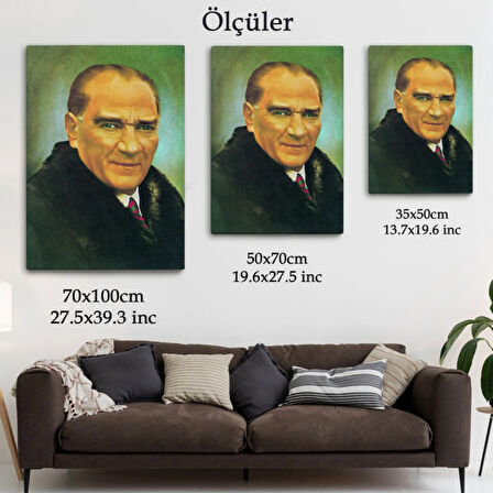 Mustafa Kemal Atatürk Portresi Dekoratif Kanvas Tablo, Duvar Dekoru CŞ70