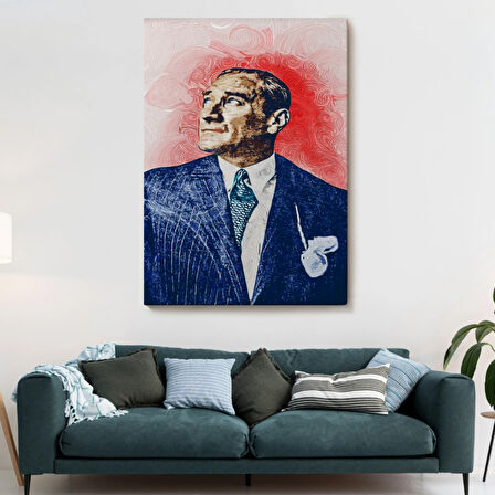 Mustafa Kemal Atatürk Portre Yağlıboya Görünüm Dekoratif Kanvas Tablo, Duvar Dekoru DD81