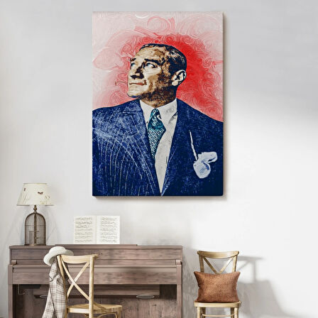 Mustafa Kemal Atatürk Portre Yağlıboya Görünüm Dekoratif Kanvas Tablo, Duvar Dekoru DD81