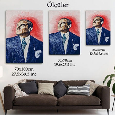 Mustafa Kemal Atatürk Portre Yağlıboya Görünüm Dekoratif Kanvas Tablo, Duvar Dekoru DD81
