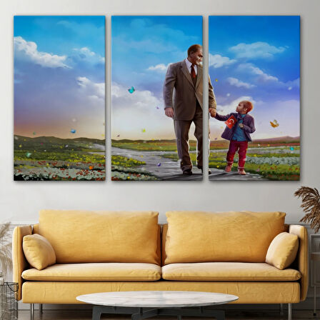 Bahar Çiçekleri Kemal Atatürk ve Çocuk Bayramı Dekoratif Kanvas Tablo, Duvar Dekoru DF84